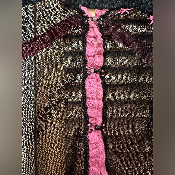 Betsey Johnson New York Size Medium Black & Pink Cardigan - Picture 5 of 8